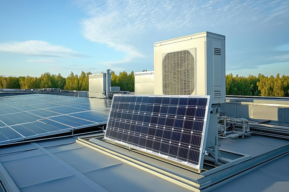 energia z fotowoltaiki zasilająca klimatyzator